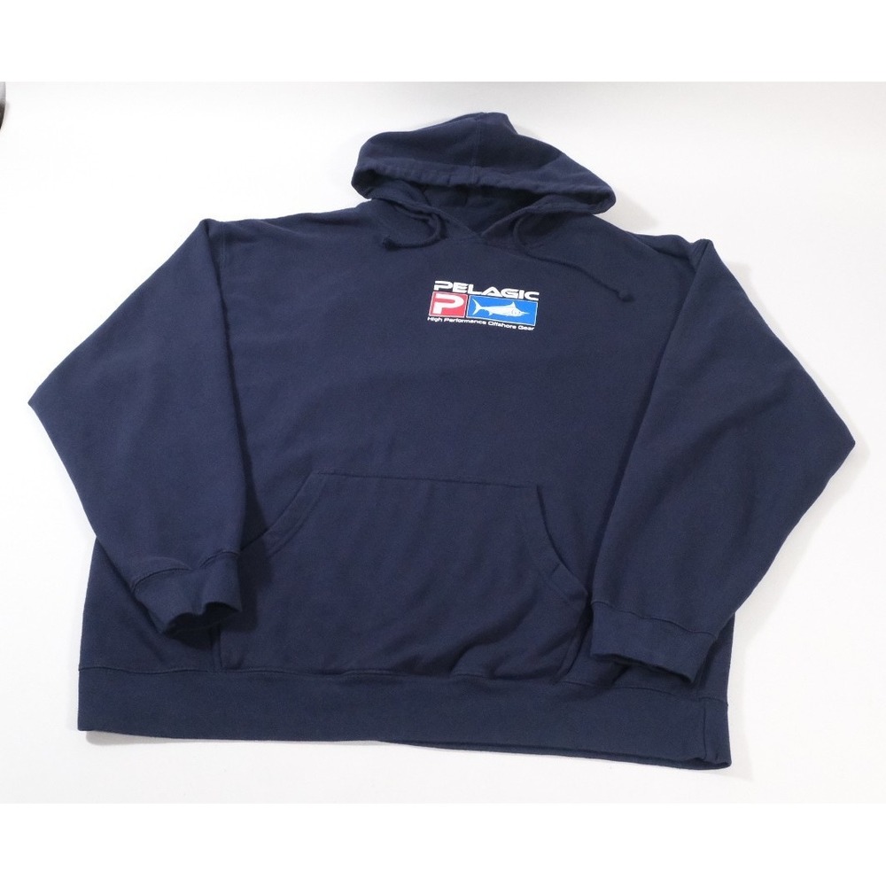 Pelagic Hoodie Mens XL Navy Blue High Performance Offshore Gear Fishing Pullover